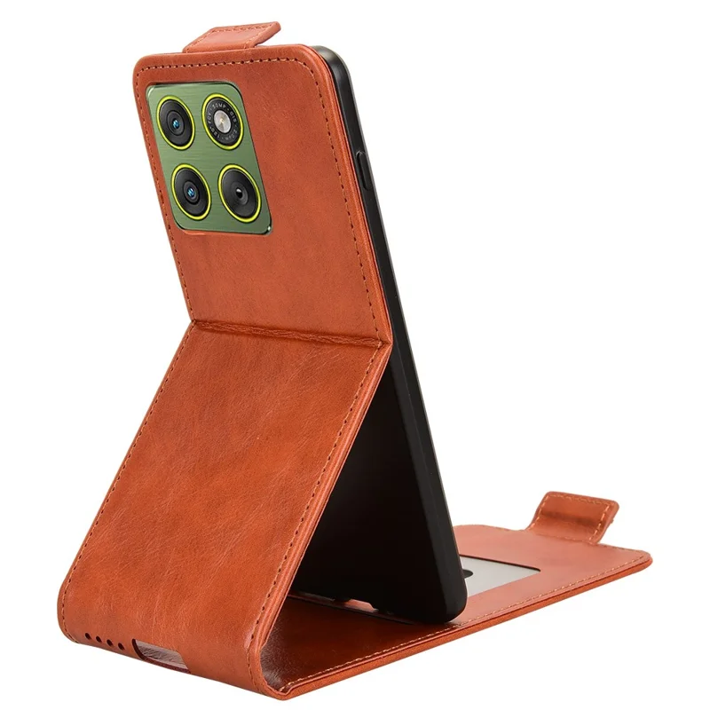 For Motorola Edge 70 5G Stand Case Magnetic Clasp Vertical Flip Leather Phone Cover with Card Holder - Orange