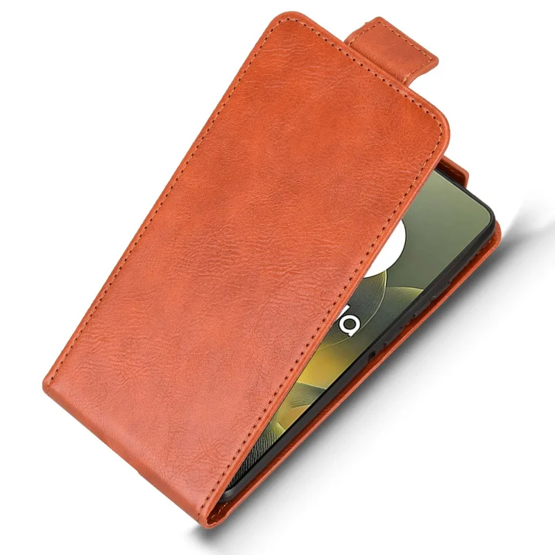 For Motorola Edge 70 5G Stand Case Magnetic Clasp Vertical Flip Leather Phone Cover with Card Holder - Orange