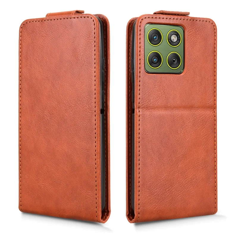 For Motorola Edge 70 5G Stand Case Magnetic Clasp Vertical Flip Leather Phone Cover with Card Holder - Orange