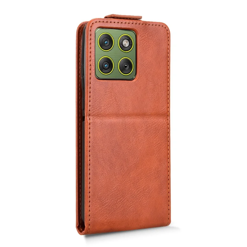 For Motorola Edge 70 5G Stand Case Magnetic Clasp Vertical Flip Leather Phone Cover with Card Holder - Orange