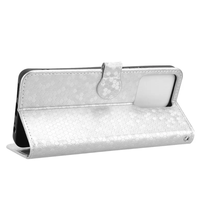 Fodral för Honor Play10 4G med plånbok och prickmönster i PU-läder med handledsband – Silver