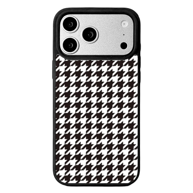 EYCASE Grid Series for iPhone 17 Pro Max Magnetic Case Black Edge TPU + Acrylic Cover Compatible with MagSafe - Black White Houndstooth