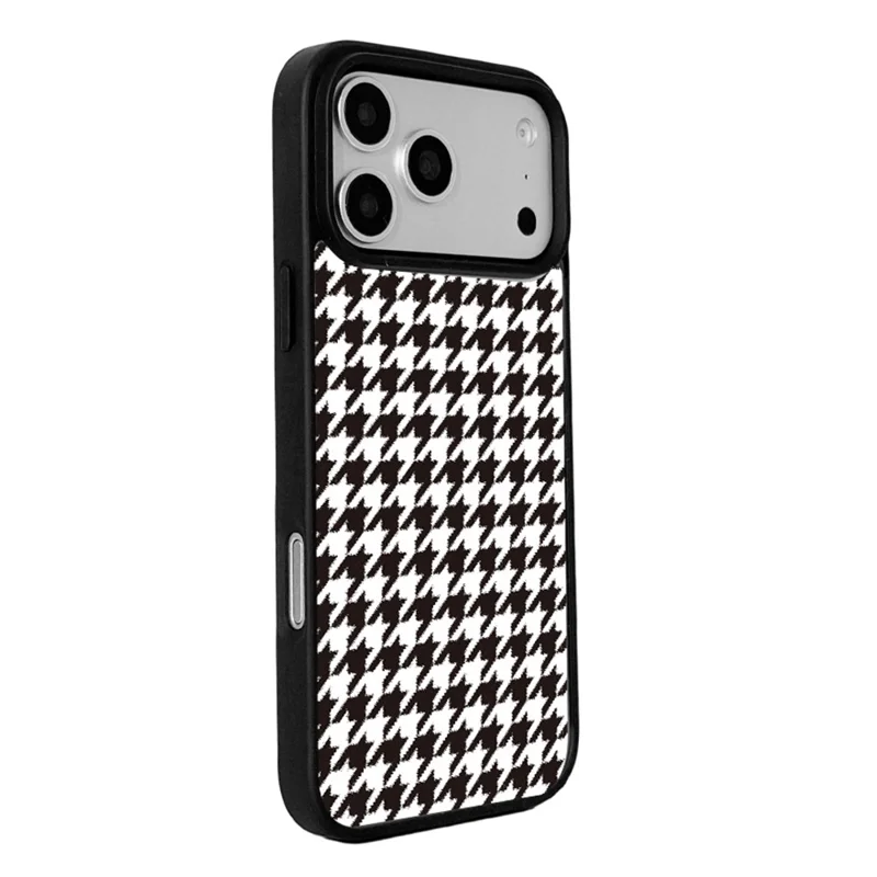 EYCASE Grid Series for iPhone 17 Pro Max Magnetic Case Black Edge TPU + Acrylic Cover Compatible with MagSafe - Black White Houndstooth