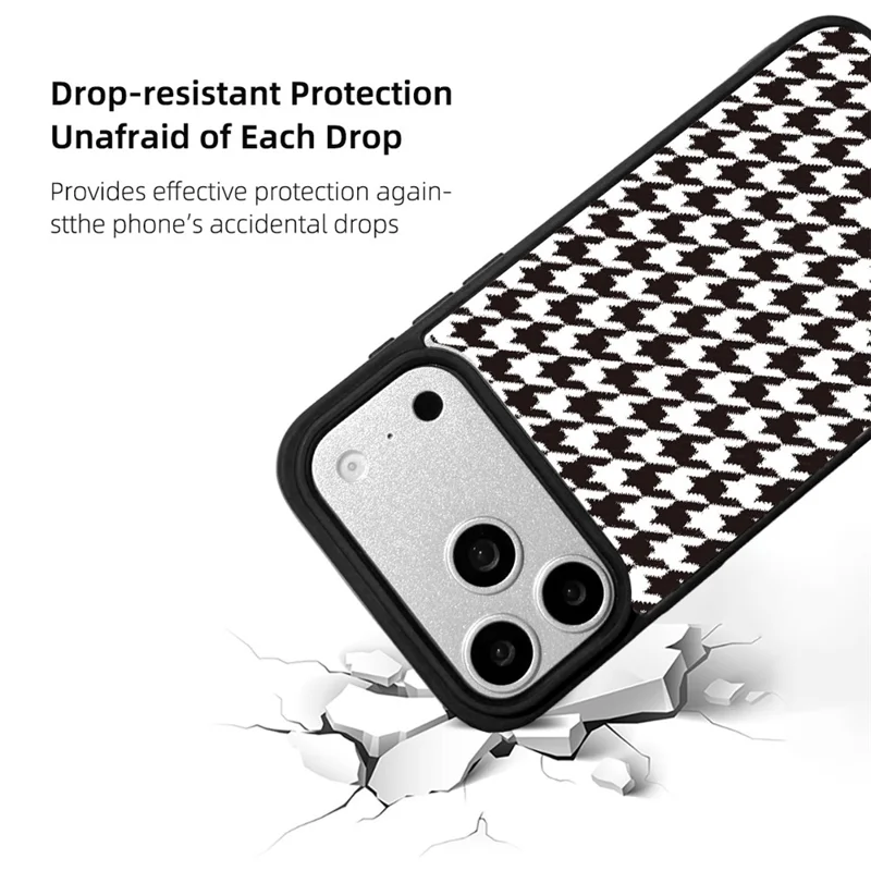 EYCASE Grid Series for iPhone 17 Pro Max Magnetic Case Black Edge TPU + Acrylic Cover Compatible with MagSafe - Black White Houndstooth