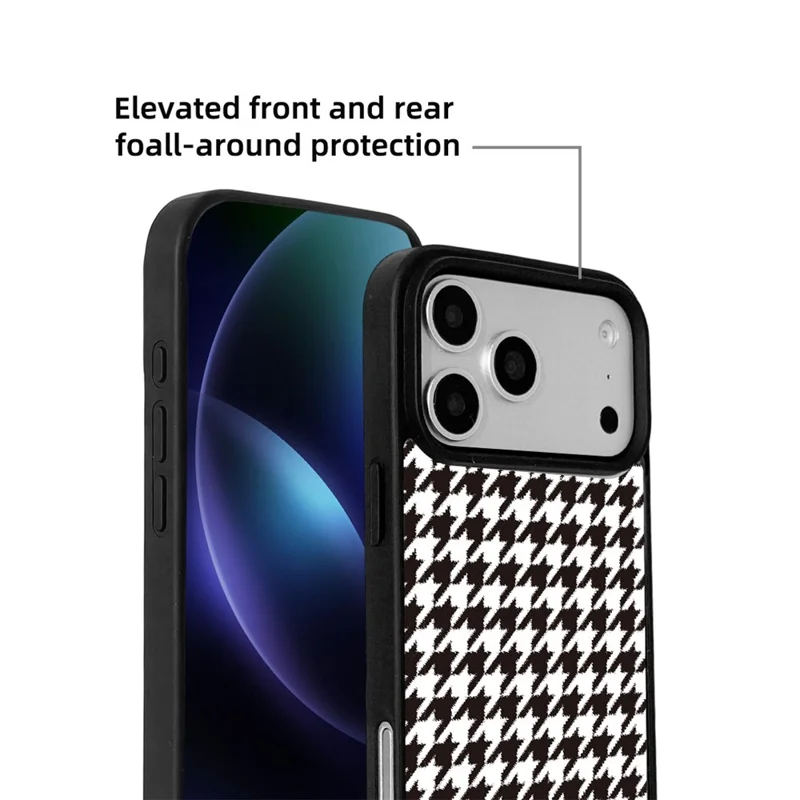 EYCASE Grid Series for iPhone 17 Pro Max Magnetic Case Black Edge TPU + Acrylic Cover Compatible with MagSafe - Black White Houndstooth