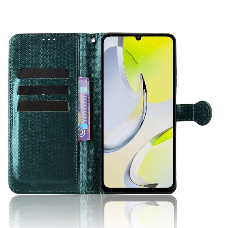 For ZTE Blade A76 4G Wallet Case Dot Pattern Imprint PU Leather Phone Cover with Wrist Strap - Green
