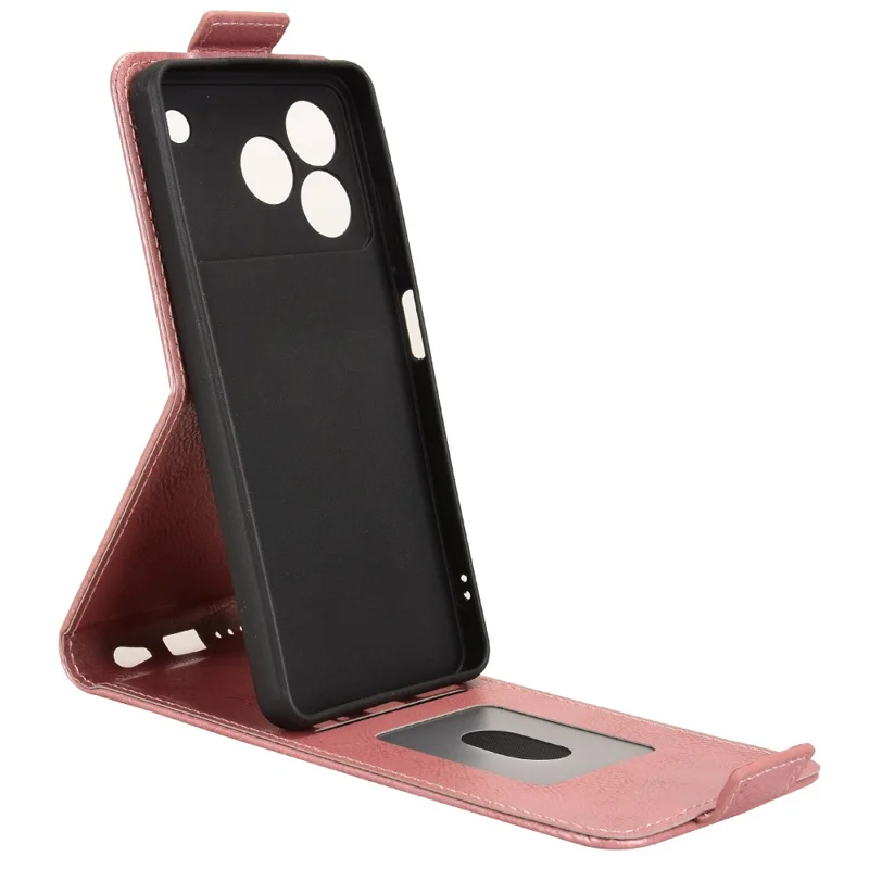 For ZTE Blade A76 4G Stand Case Magnetic Clasp Vertical Flip Leather Phone Cover with Card Holder - Rose Gold