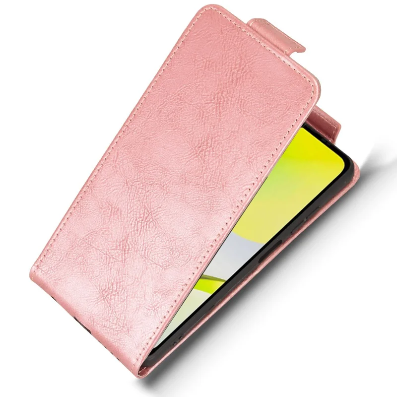 For ZTE Blade A76 4G Stand Case Magnetic Clasp Vertical Flip Leather Phone Cover with Card Holder - Rose Gold