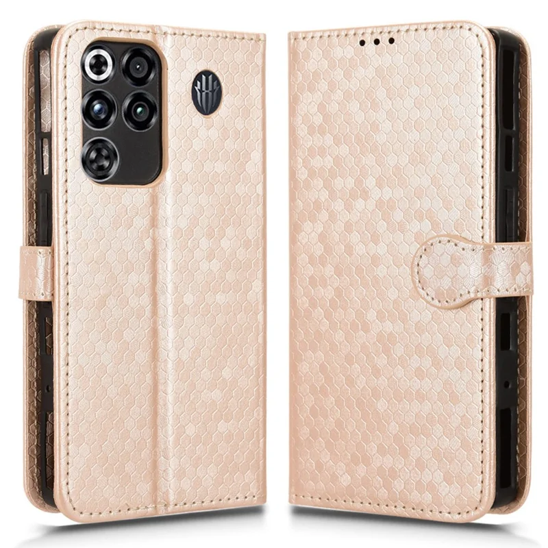 Wallet Case For ZTE nubia RedMagic 11 Pro 5G  /  11 Pro+ 5G Dot Pattern Imprint PU Leather Phone Cover with Wrist Strap - Rose Gold