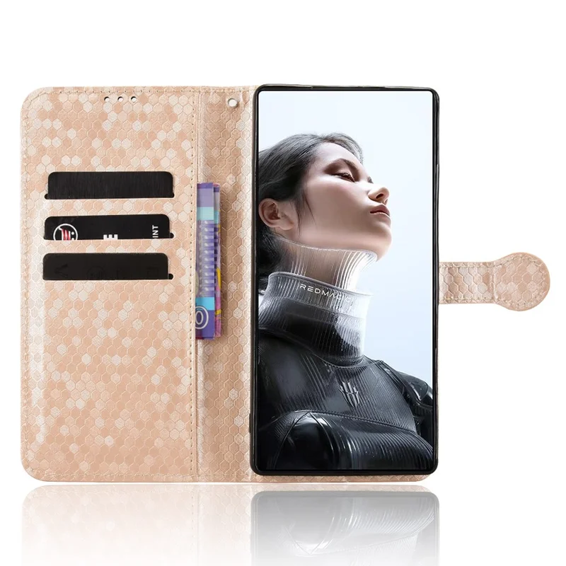 Wallet Case For ZTE nubia RedMagic 11 Pro 5G  /  11 Pro+ 5G Dot Pattern Imprint PU Leather Phone Cover with Wrist Strap - Rose Gold