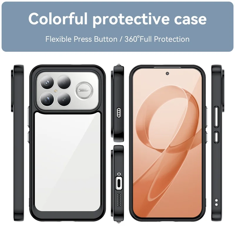 For Xiaomi Redmi K90 Pro Max 5G Case TPU + Acrylic Protective Clear Phone Cover - Black