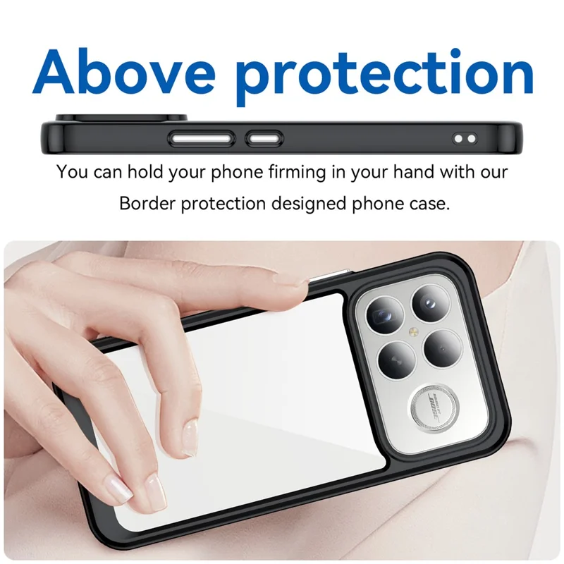 For Xiaomi Redmi K90 Pro Max 5G Case TPU + Acrylic Protective Clear Phone Cover - Black