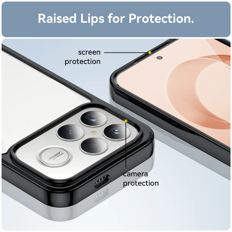 For Xiaomi Redmi K90 Pro Max 5G Case TPU + Acrylic Protective Clear Phone Cover - Black