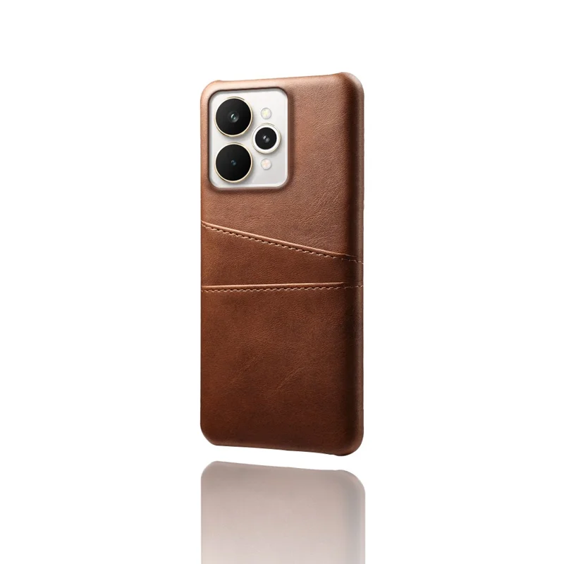 For Realme 15 Pro 5G Case Dual Card Slots PU Leather + Hard PC Phone Cover - Brown