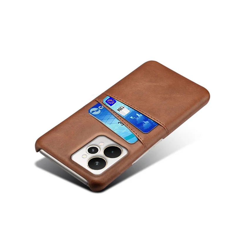 For Realme 15 Pro 5G Case Dual Card Slots PU Leather + Hard PC Phone Cover - Brown