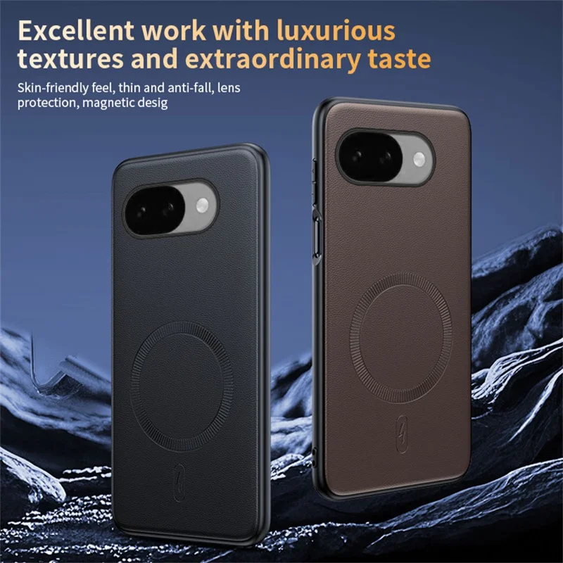 Funda para Google Pixel 10a Compatible con MagSafe, Funda de Cuero PU Recubierta con TPU + PC - Negro