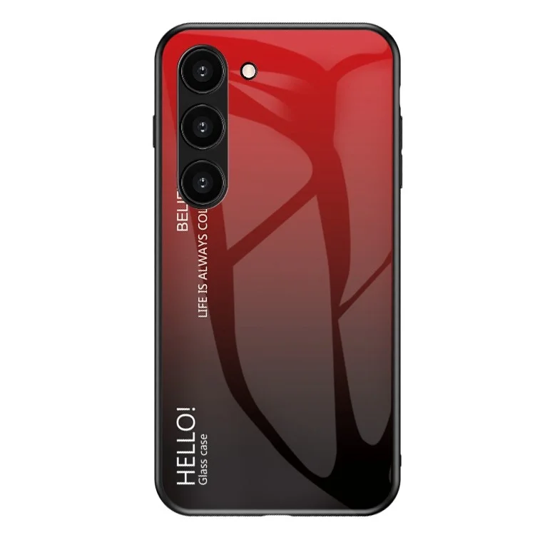 Для Samsung Galaxy S23+ Gradient Color Shockproof Phone Case Закалённое стекло Жёсткий ПК Мягкий TPU Ударопрочная гибридная крышка - Градиент Красно-чёрный