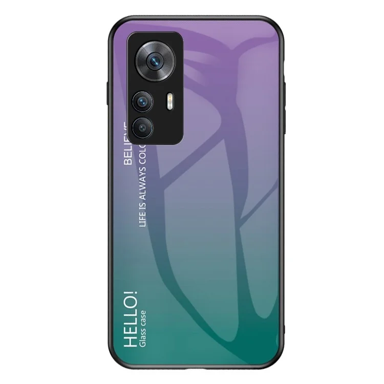 For Xiaomi Redmi K50 Ultra 5G / 12T 5G Gradient Color Tempered Glass+PC+TPU Phone Case Shockproof Anti-scratch Back Cover - Gradient Purple