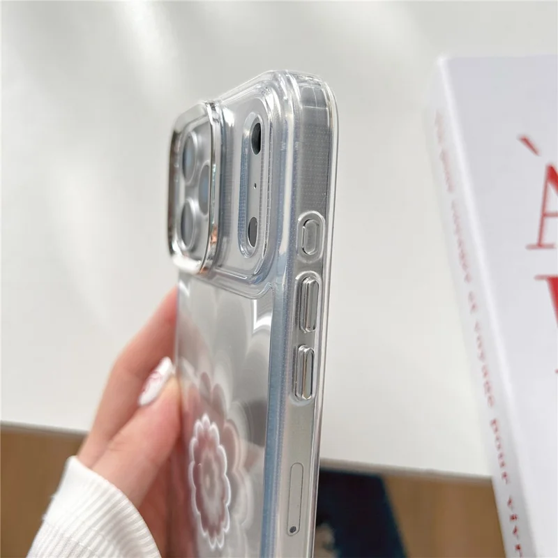 For iPhone 18 Pro Max / 17 Pro Max Case Striking Phantom Flower TPU Cover with Electroplating Lens Frame