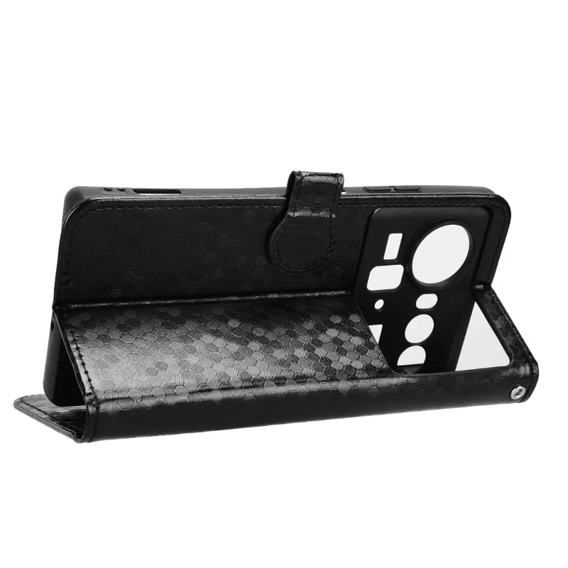 حالة محفظة لهاتف ZTE nubia Z80 Ultra 5G بتصميم نقطي من جلد PU مع حزام معصم - أسود