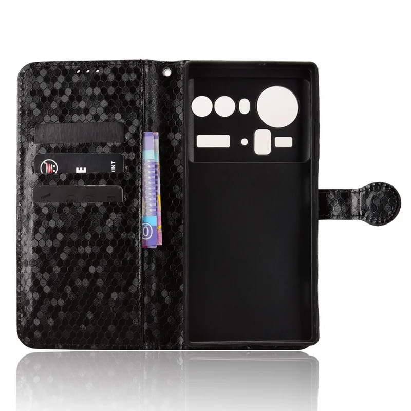 حالة محفظة لهاتف ZTE nubia Z80 Ultra 5G بتصميم نقطي من جلد PU مع حزام معصم - أسود