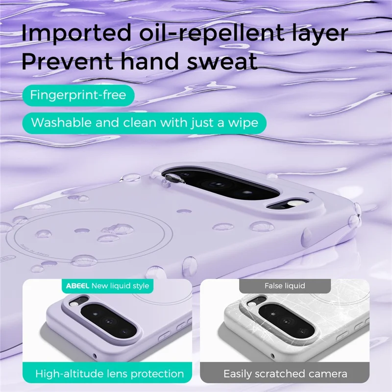 ABEEL Funda para Google Pixel 10a Compatible con MagSafe Funda Trasera de Silicona Líquida Táctil - Morado