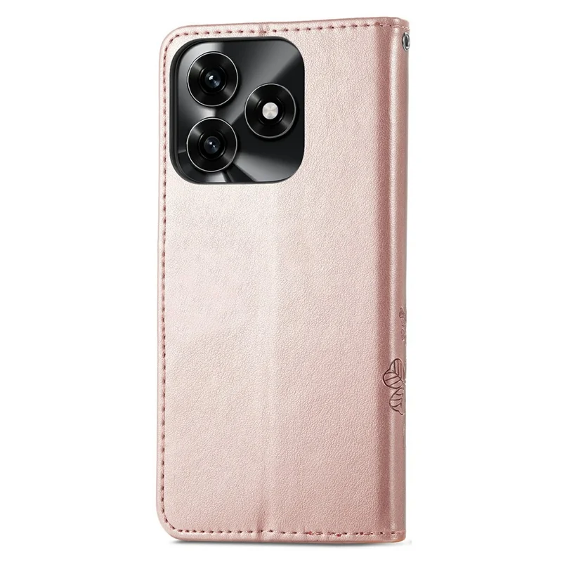 For Honor X5c Plus 4G Leather Case Four-Leaf Clover Wallet Phone Cover - Rose Gold
