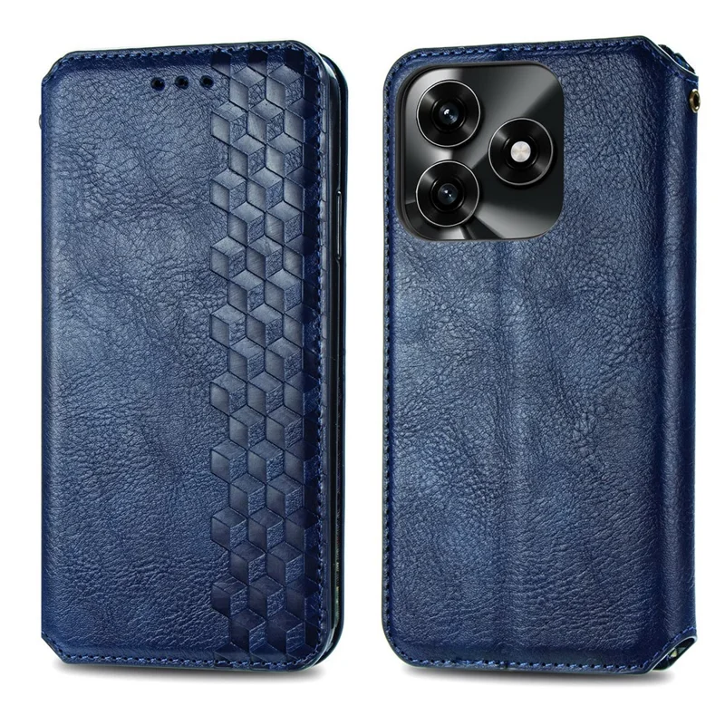 Cover per Honor X5c Plus 4G, Custodia Portafoglio in PU con Stampa Rombo, Blu