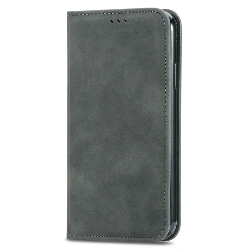 Étui en cuir pour Honor X5c Plus 4G avec porte-cartes et fermeture magnétique - Gris