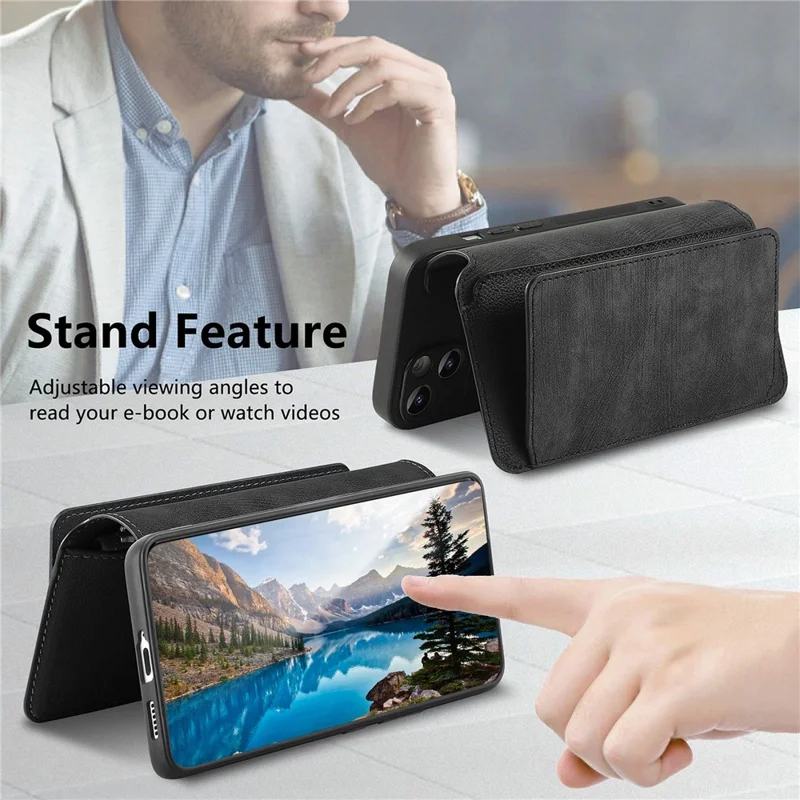 CASENEO MW-02 For Oppo Find X9 5G Case Detachable Magnetic Leather Flip Cover - Black