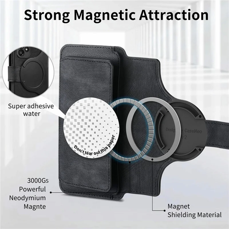 CASENEO MW-02 For Oppo Find X9 5G Case Detachable Magnetic Leather Flip Cover - Black