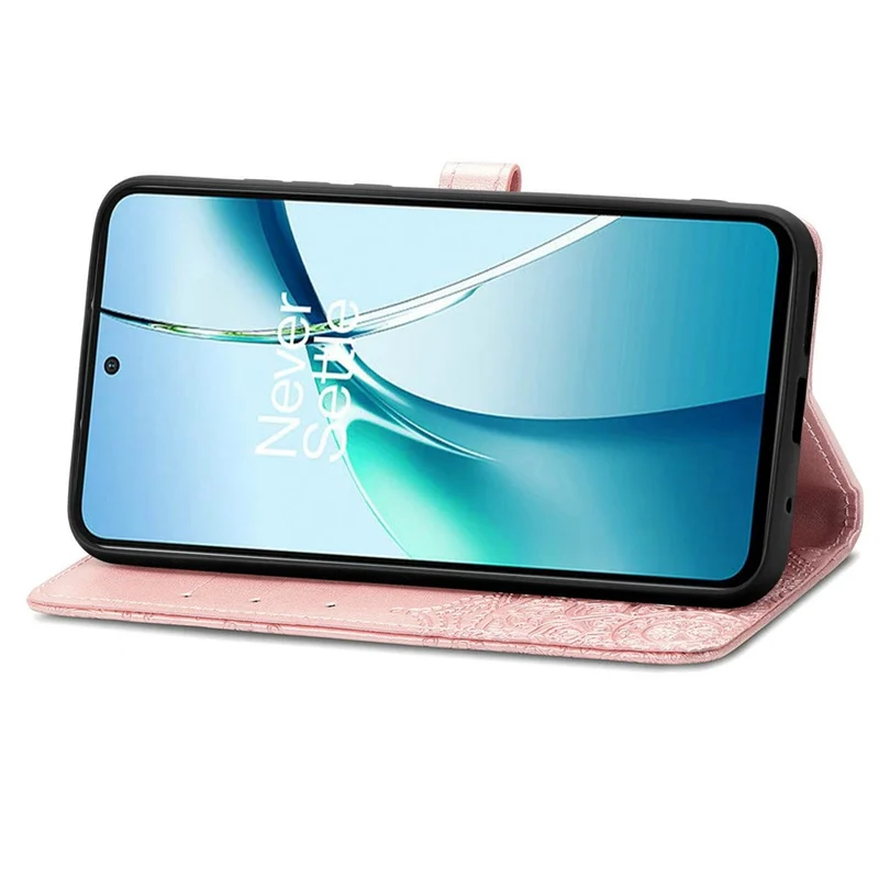 غطاء Honor Magic8 5G مع محفظة وتصميم زهرة ماندالا من الجلد وحامل عرض - ذهبي وردي