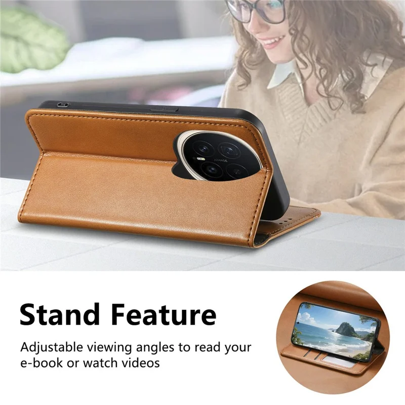 Für Honor Magic8 5G Hülle Brieftasche Dreifarbige Nähte Ledertelefonhülle mit elastischem Handgelenkband - Braun