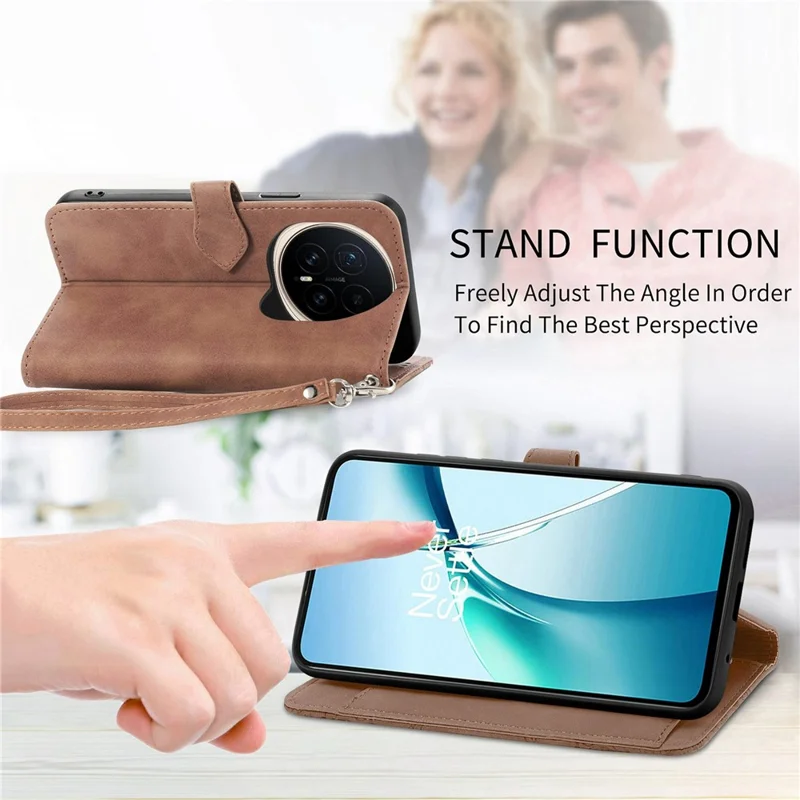 For Honor Magic8 5G Zipper Wallet Case with Strap Flower Imprint PU Leather Phone Cover - Pink