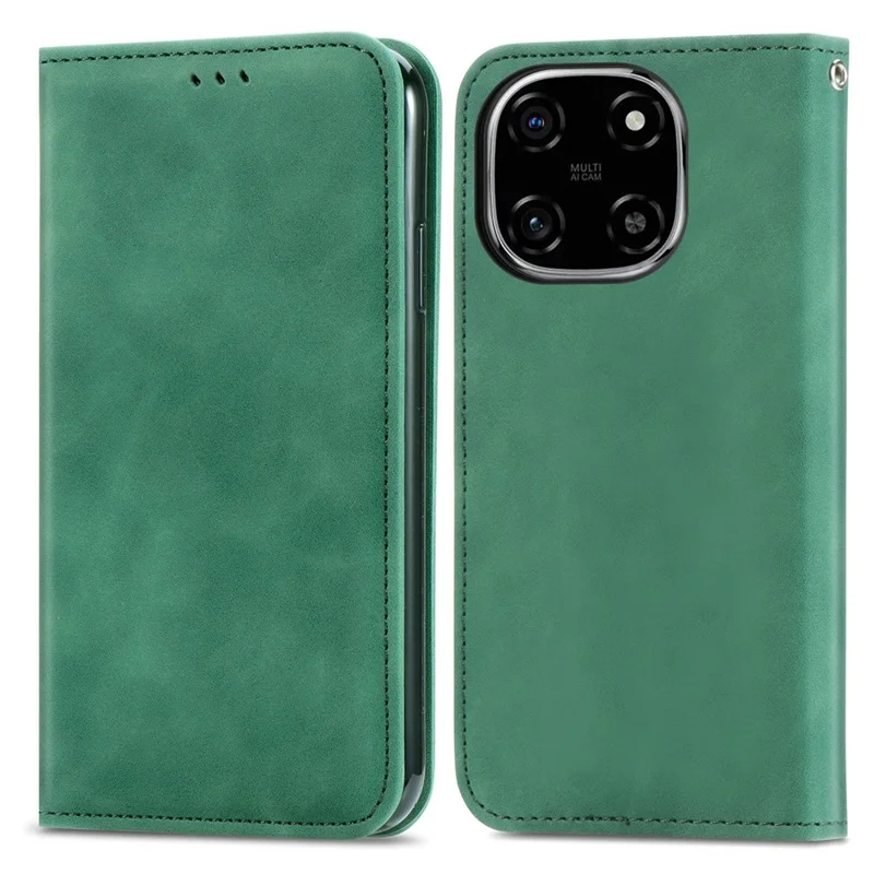For Blackview Color 6 Leather Case with Card Holder Magnetic Absorption Phone Cover - Green