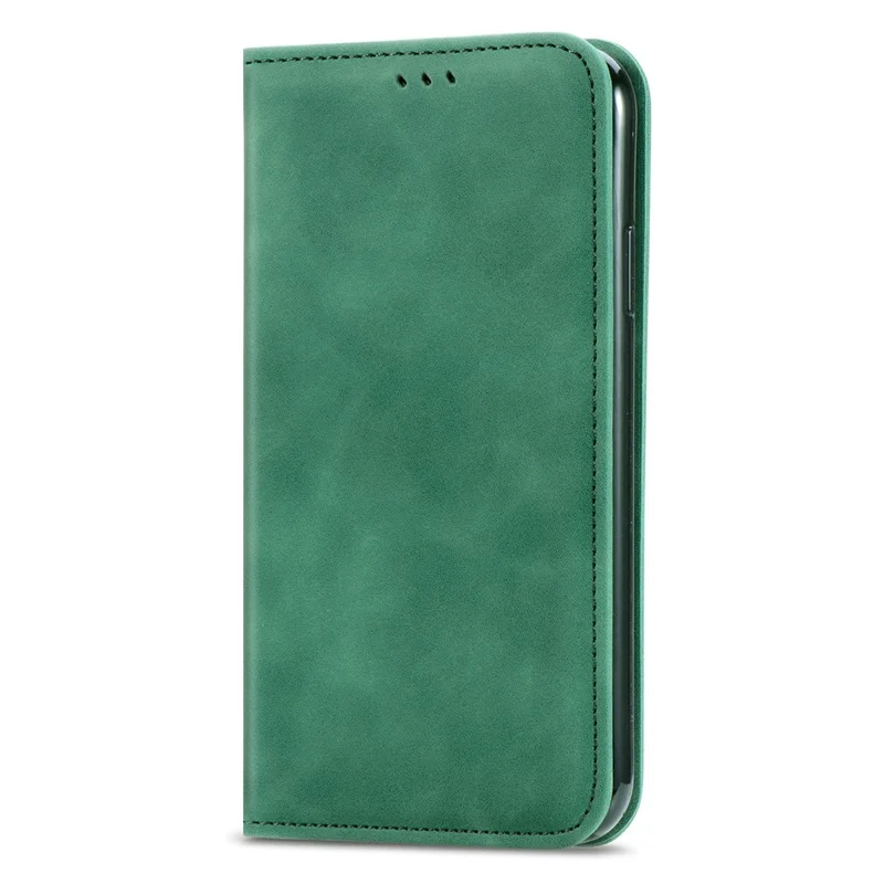 For Blackview Color 6 Leather Case with Card Holder Magnetic Absorption Phone Cover - Green