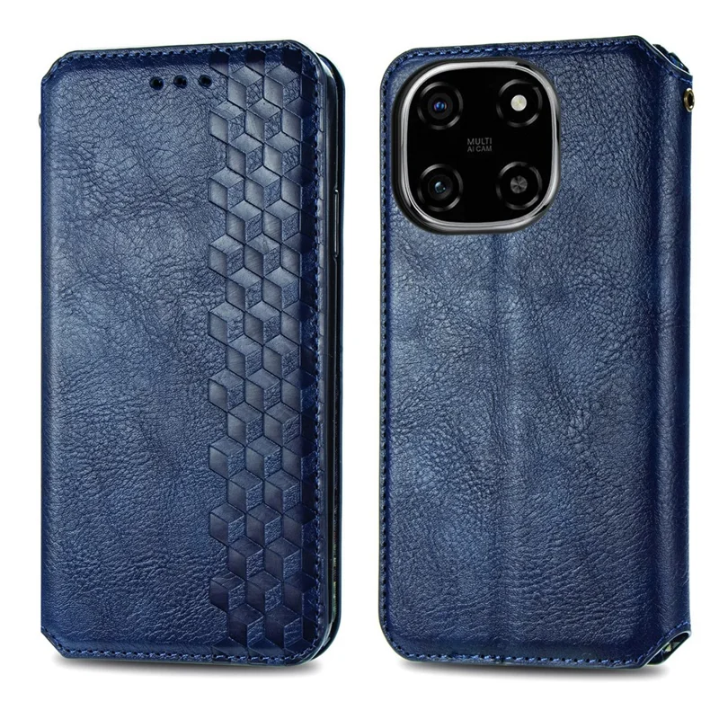 Für Blackview Color 6 Hülle Rhombus-Muster PU-Leder-Mappe Handyhülle - Blau