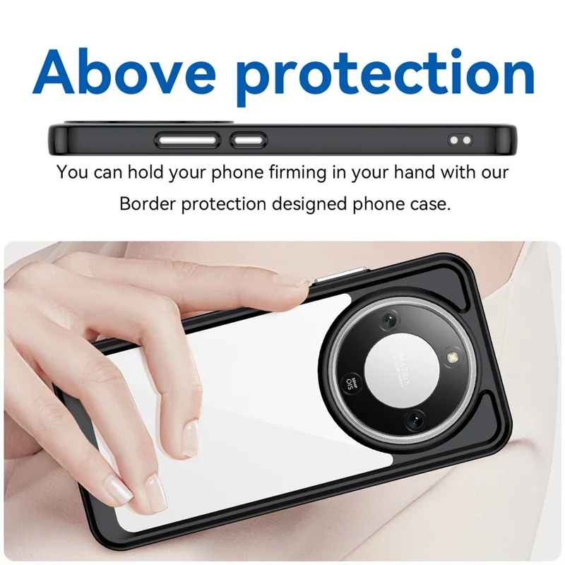 Clear Case for Honor Magic8 Lite 5G / X70 5G / X9d 5G TPU + Acrylic Protective Phone Cover - Black