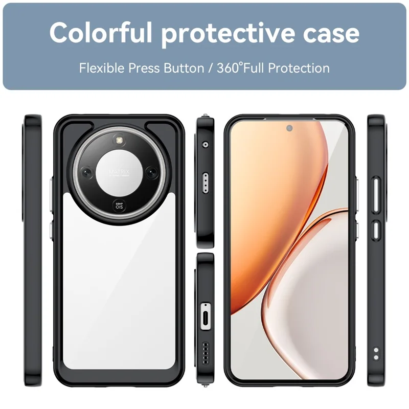 Clear Case for Honor Magic8 Lite 5G / X70 5G / X9d 5G TPU + Acrylic Protective Phone Cover - Black