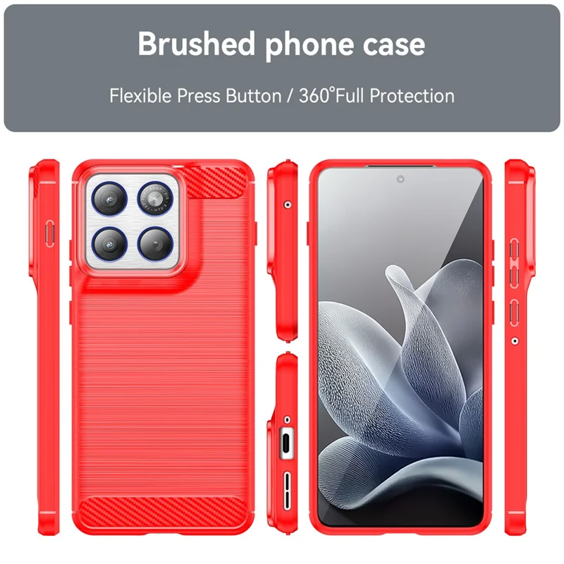 Coque TPU pour Motorola Edge 70 5G, Housse de Protection Antichoc avec Texture Fibre de Carbone et Finition Brossée - Rouge