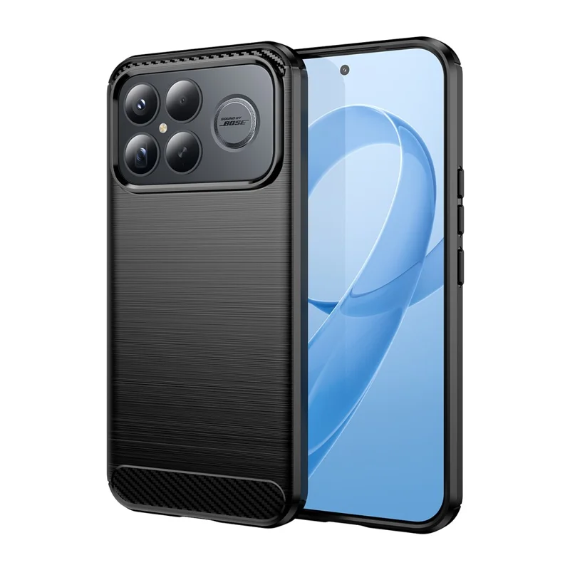 Funda para Xiaomi Redmi K90 Pro Max 5G / Poco F8 Ultra, carcasa protectora con textura de fibra de carbono, acabado cepillado - Negro