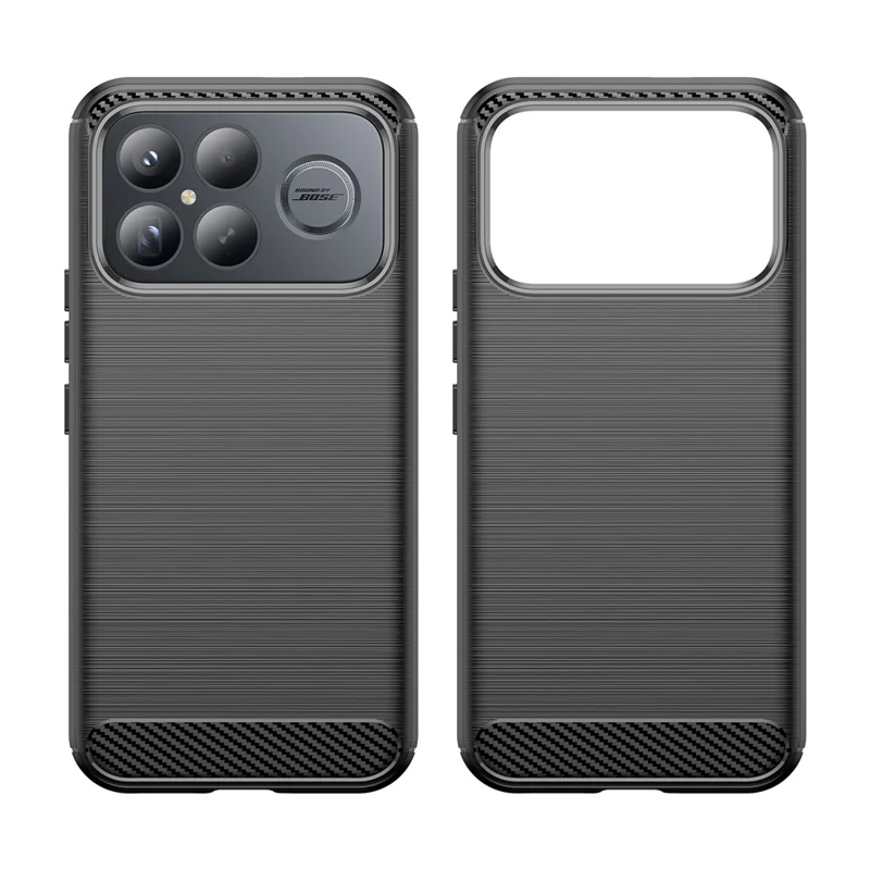 Funda para Xiaomi Redmi K90 Pro Max 5G / Poco F8 Ultra, carcasa protectora con textura de fibra de carbono, acabado cepillado - Negro
