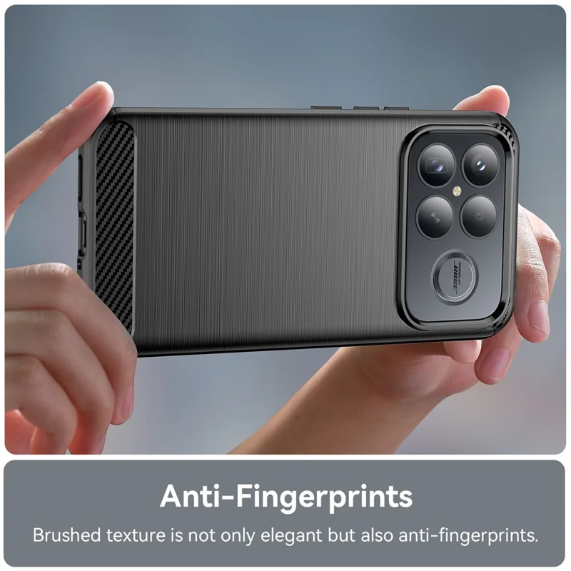 Funda para Xiaomi Redmi K90 Pro Max 5G / Poco F8 Ultra, carcasa protectora con textura de fibra de carbono, acabado cepillado - Negro