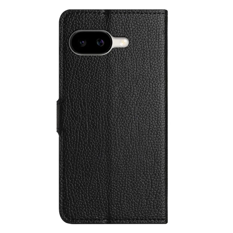 For Google Pixel 10a Case PU Leather Wallet Phone Cover Litchi Texture, Black