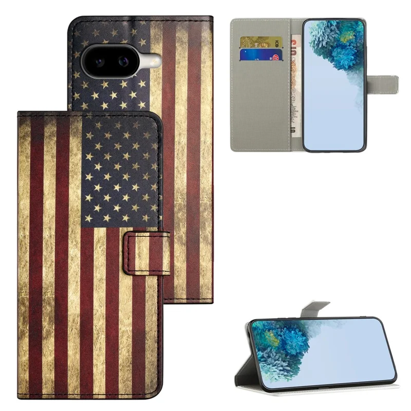 For Google Pixel 10a Case Pattern Print PU Leather Wallet Phone Cover - The American Flag