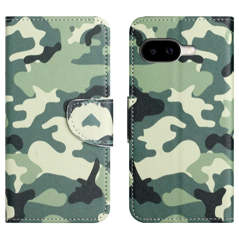 For Google Pixel 10a Case Pattern Printing Cross Texture Leather Phone Cover  -  Camouflage