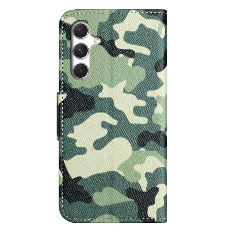 For Samsung Galaxy A57 5G Case Pattern Printing Cross Texture Leather Phone Cover - Camouflage