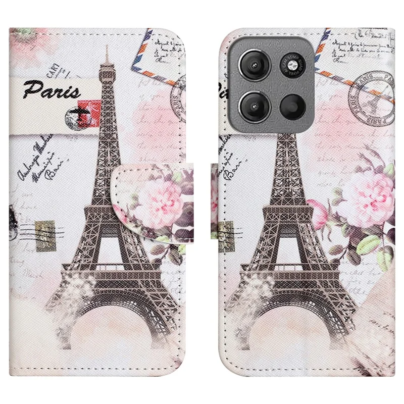Coque pour Motorola Moto G67 Power 5G / G57 Power 5G / G57 5G Imprimé Motif Texturé Croisé en Cuir - Tour