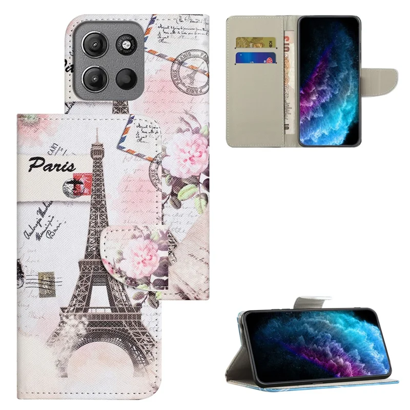Coque pour Motorola Moto G67 Power 5G / G57 Power 5G / G57 5G Imprimé Motif Texturé Croisé en Cuir - Tour