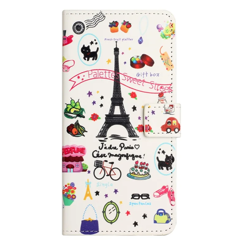 Phone Case For Motorola Moto G67 Power 5G  /  G57 Power 5G  /  G57 5G Pattern Print PU Leather Wallet Phone Cover - Eiffel Tower